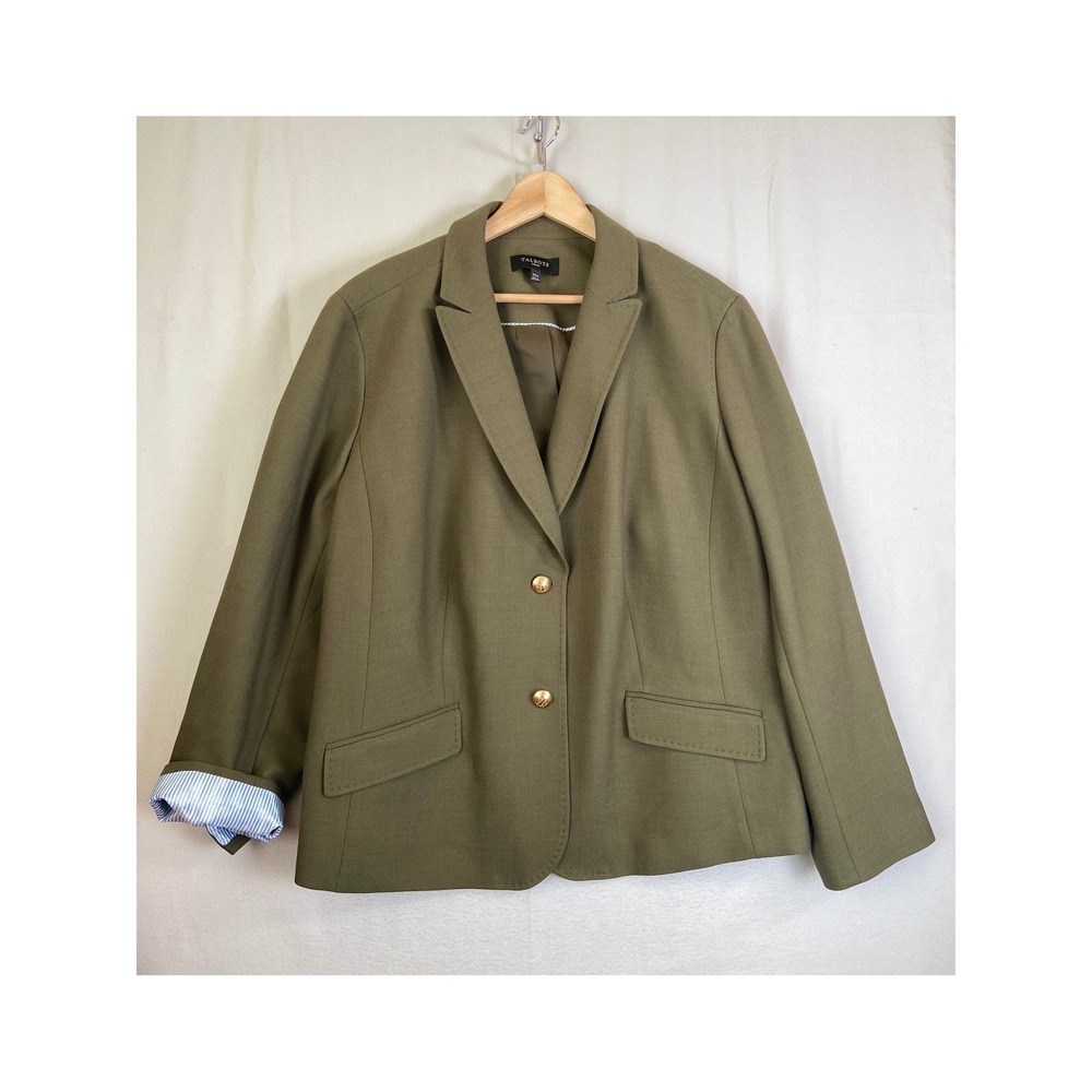Talbots Woman Wool Blend Blazer 24W Gold Crest Buttons Dark Academia Preppy
